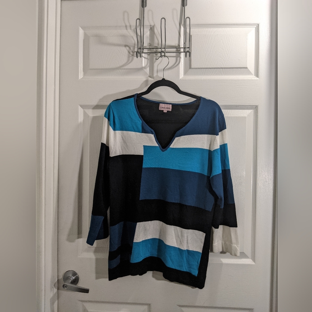 CAROL ROSE XL EUC Half Sleeve V-neck Knit Top